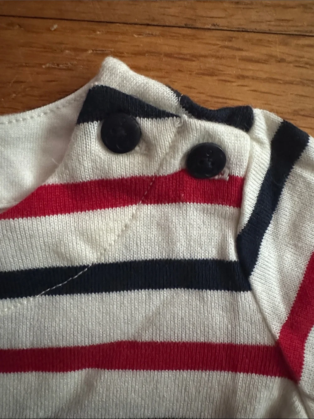 Ralph Lauren Girls' White, Navy & Red Striped Long-Sleeve Dress NWOT